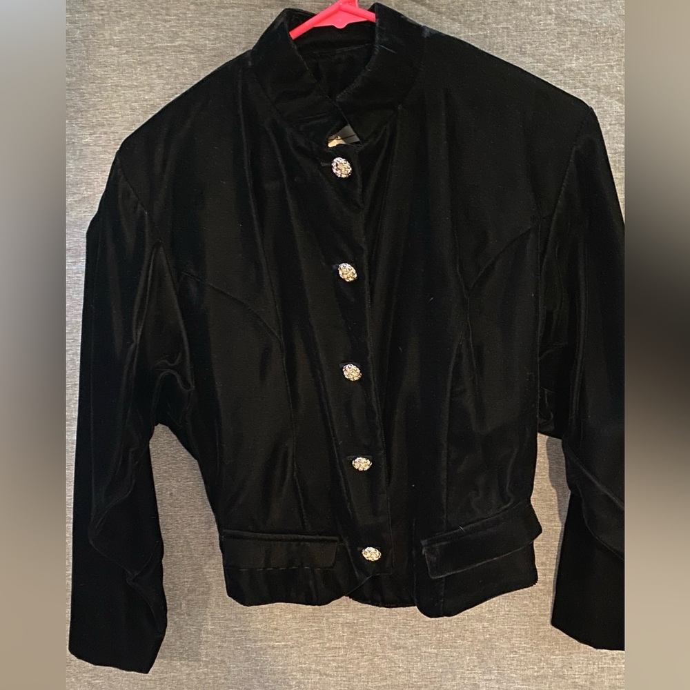 Stunning Velvet 80s Blouse. Jeweled buttons.
